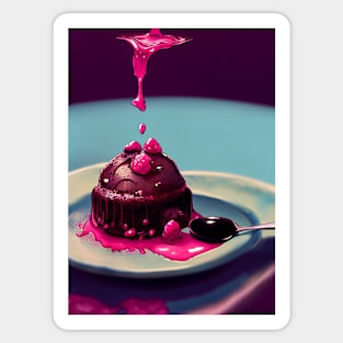 Pouring syrup lava cake Sticker